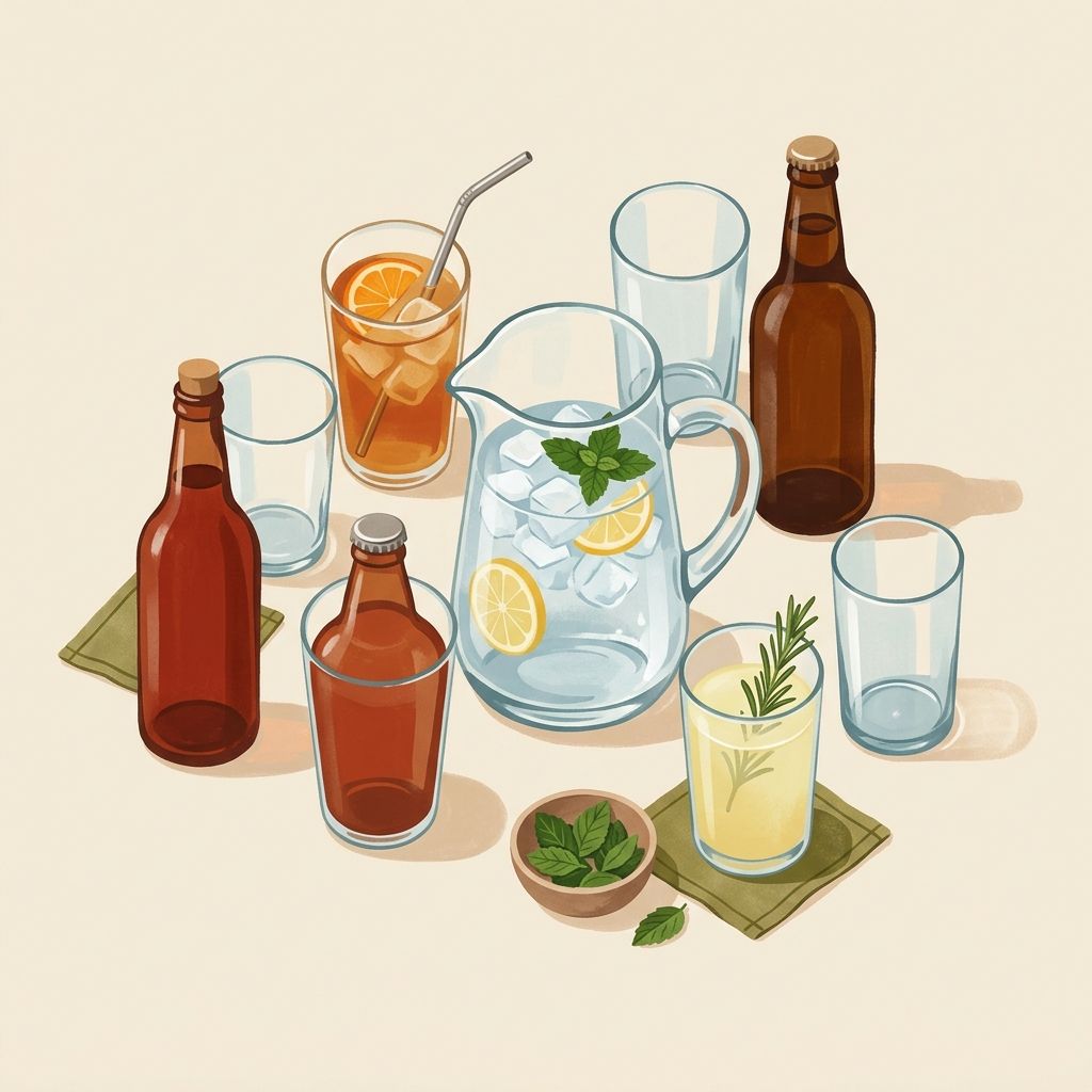 Il·lustració editorial relacionada amb: Begudes sense alcohol.